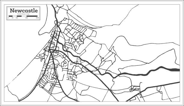 newcastle i̇ngiltere'de şehir haritası retro tarzı. anahat harita. - newcastle stock illustrations