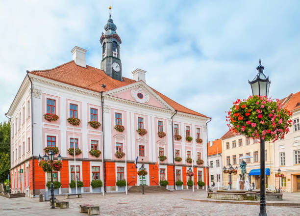 TARTU, ESTONIA. Tartu Town Hall. Main square of city. Tartu Town Hall. Main square of city Cityscape estonia stock pictures, royalty-free photos & images