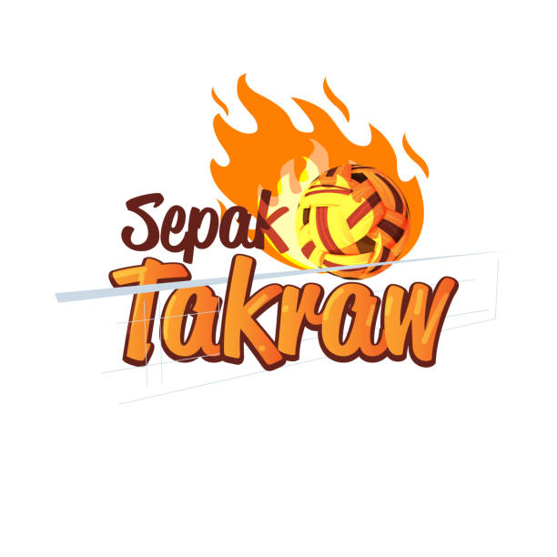 projekt logo sepak takraw - ilustracja wektorowa - sepaktakraw stock illustrations