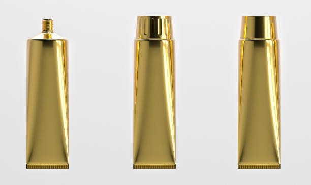 istock 3D gold glossy plastic tube for medicine or cosmetics 1084407422