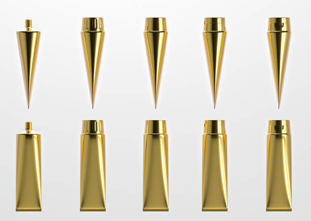 istock 3D gold glossy plastic tube for medicine or cosmetics 1084407450