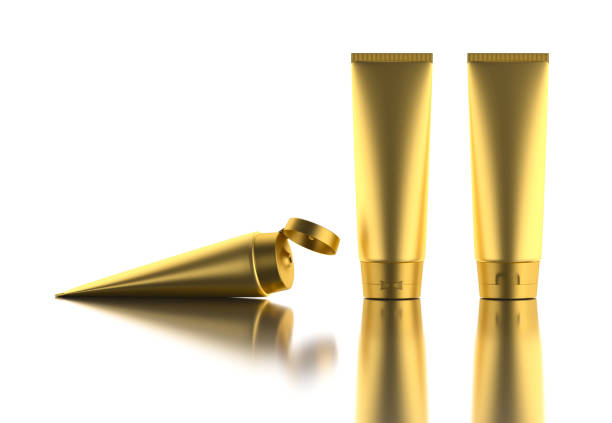 Gold glossy plastic tube for medicine or cosmetics