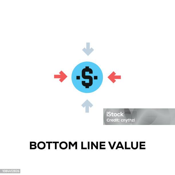 Flat Line Design Style Modern Vector Bottom Line Value Icon Stock Illustration - Download Image Now