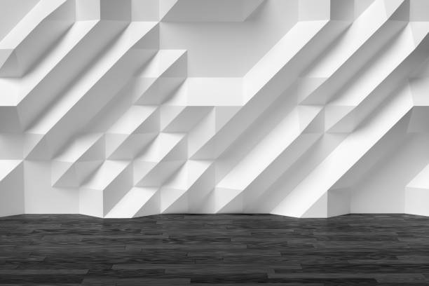 istock White abstract wall in room with black wood parquet floor 1084415078