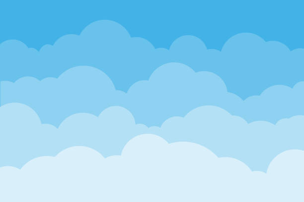 ilustraciones, imágenes clip art, dibujos animados e iconos de stock de cielo y las nubes. fondo de cielo y nubes con color azul. dibujos animados de fondo nublado. ilustración de vector. - clouds