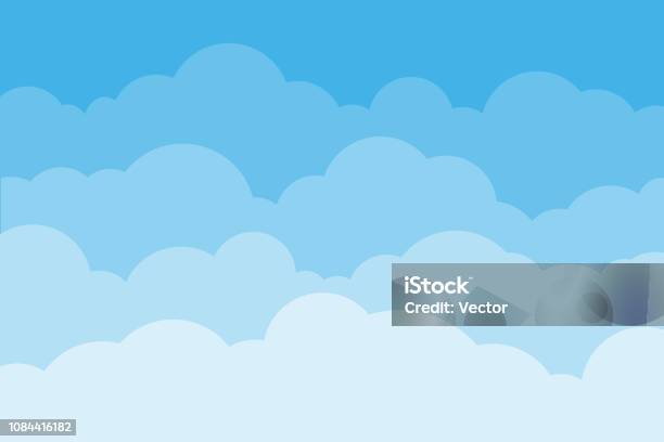 Sky And Clouds Background Sky And Cloud With Blue Color Cartoon Cloudy Background Vector Illustration Stock Illustration - Download Image Now