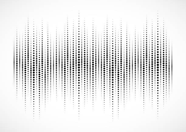 Audio equalizer halftone isolated on white background. Sound wave using halftone texture. Abstract audio spectrum waveform. Music beat. Vector illustration. Audio equalizer halftone isolated on white background. Sound wave using halftone texture. Abstract audio spectrum waveform. Music beat. Vector illustration. guitar designs stock illustrations