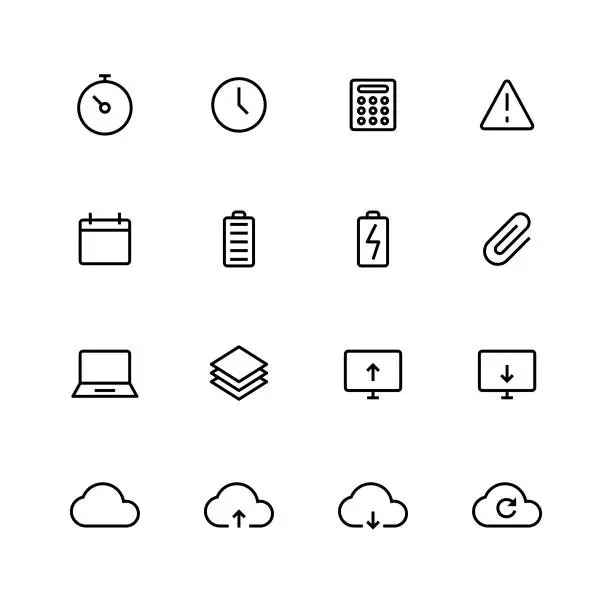 Vector illustration of Thin line essential icons set 2