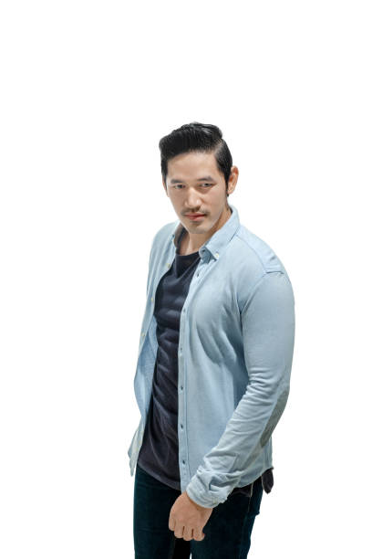 istock Handsome asian man in blue shirt 1084429148