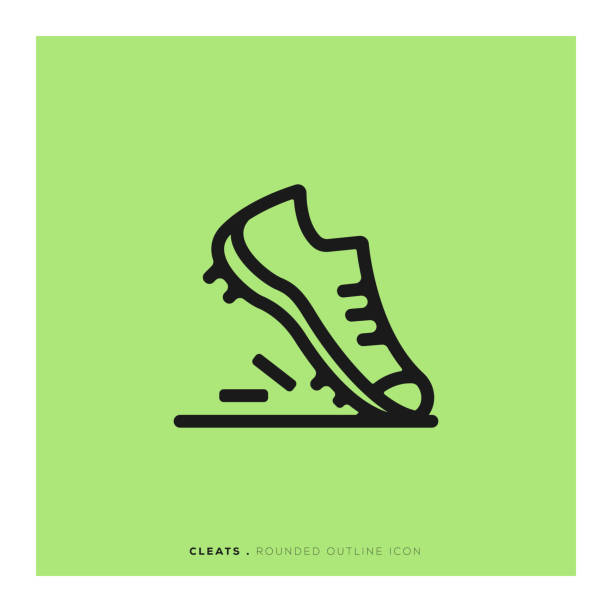 ilustraciones, imágenes clip art, dibujos animados e iconos de stock de icono de línea redondeada de calas - botas de fútbol