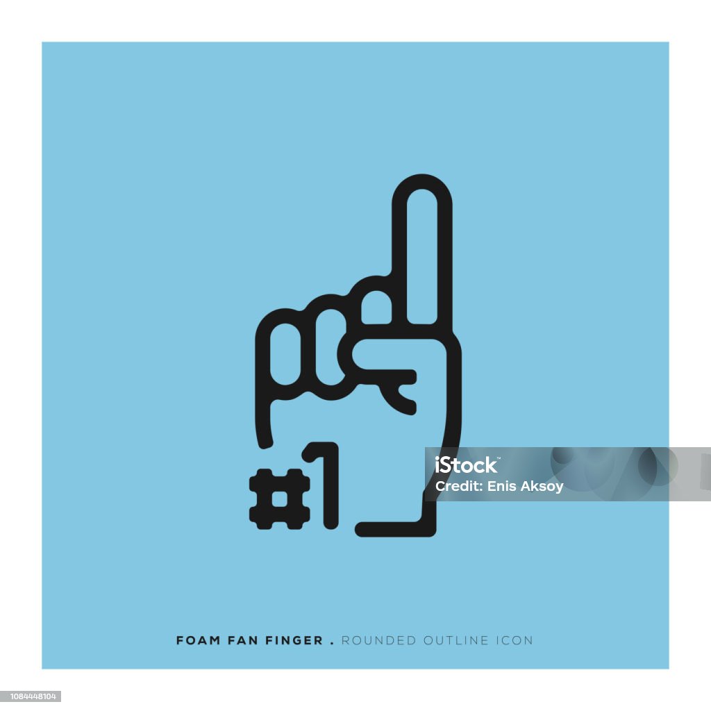 Foam Fan Finger Rounded Line Icon Icon Symbol stock vector