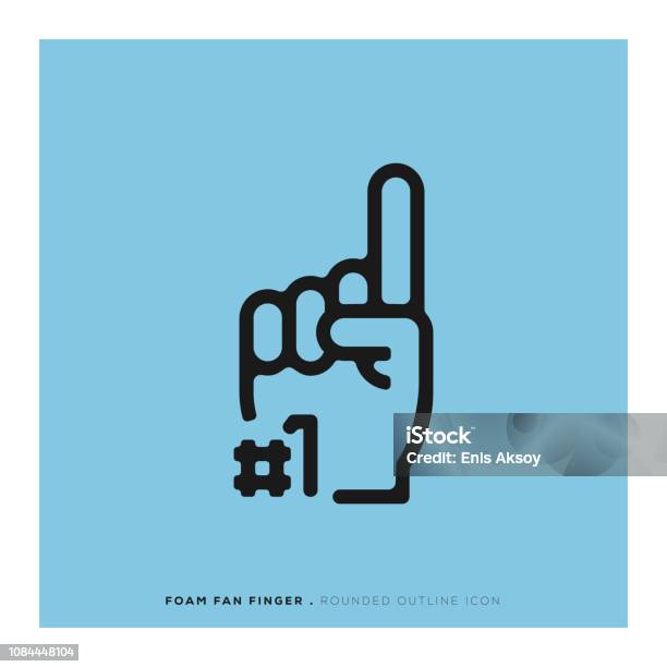 Foam Fan Finger Rounded Line Icon Stock Illustration - Download Image Now - Icon Symbol, Winning, Fan - Enthusiast