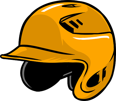 The illustration shows a baseball helmet. This batting helmet has an yellow color and its role is to protect the player's head during the baseball game.