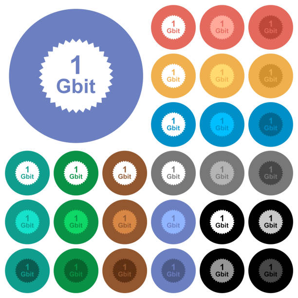 1 Gbit guarantee sticker round flat multi colored icons 1 Gbit guarantee sticker multi colored flat icons on round backgrounds. Included white, light and dark icon variations for hover and active status effects, and bonus shades. multi medal stock illustrations