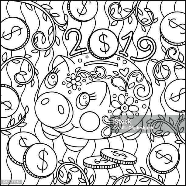 Creative Cartoon Cute Pig Coloring Page Stock Illustration - Download Image Now - Coloring, Currency, Drawing - Activity