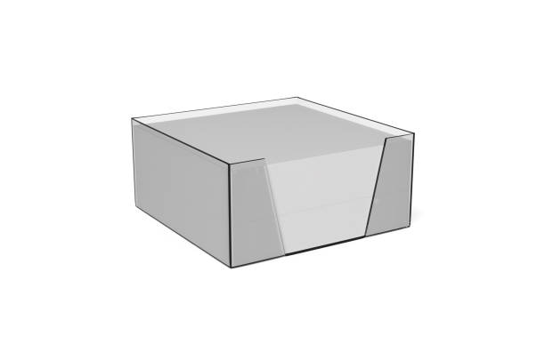 istock Blank white note paper cube plastic holder mock-up on isolated white background, 3d illustration 1084476464