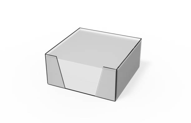 istock Blank white note paper cube plastic holder mock-up on isolated white background, 3d illustration 1084476554