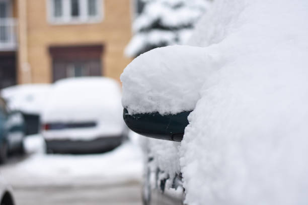 istock Car mirror in snow 1084477630