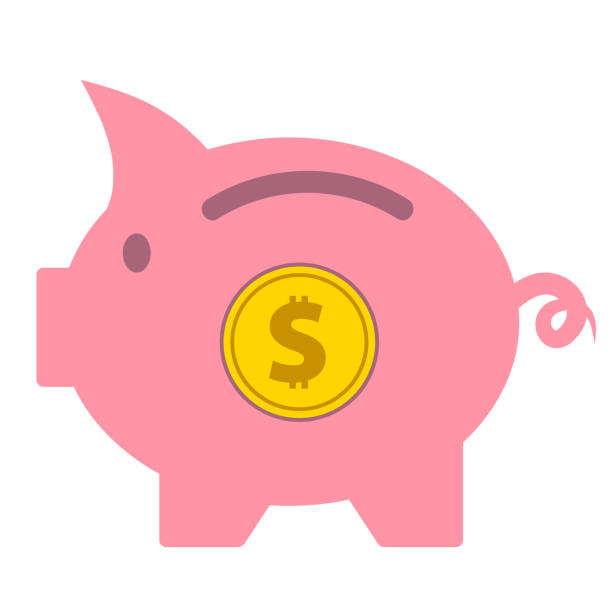 ilustrações, clipart, desenhos animados e ícones de ícone isolado de poupança porquinho na ilustração vetorial branco, estoque - piggy bank currency savings finance