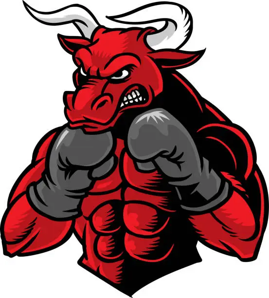 Vector illustration of Boxing bull