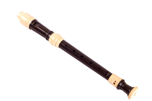 istock Plastic soprano recorder flute, isolated on white background 1084486104