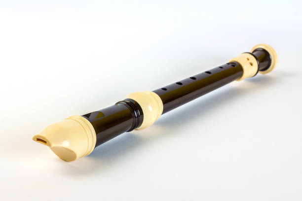 istock Plastic soprano recorder flute, isolated on white background 1084486112