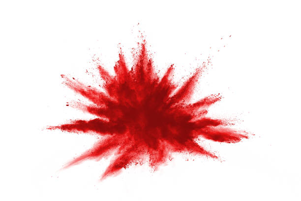 istock Red powder explosion on white background. Colored cloud. Colorful dust explode. Paint Holi. 1084488702