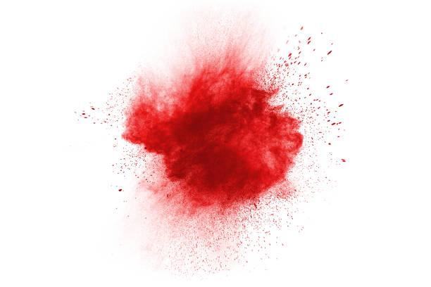 istock Red powder explosion on white background. Colored cloud. Colorful dust explode. Paint Holi. 1084488916