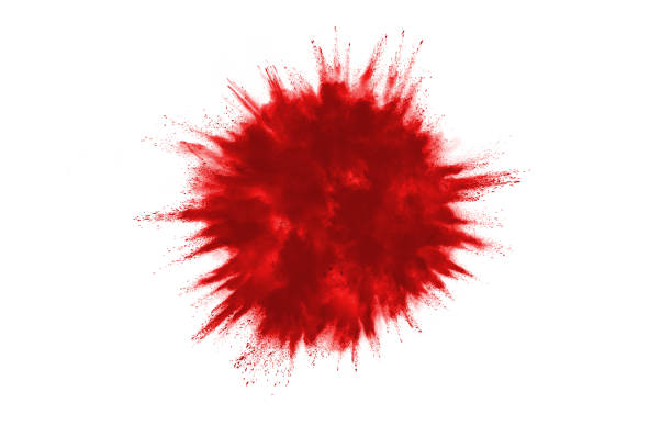 istock Red powder explosion on white background. Colored cloud. Colorful dust explode. Paint Holi. 1084490186