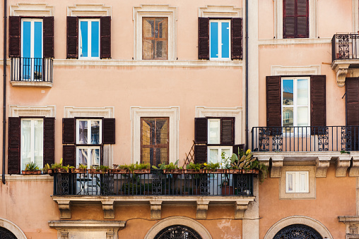 Old building facade on famous Piazza Navona in Rome. Piazza Navona. Rome. Italy