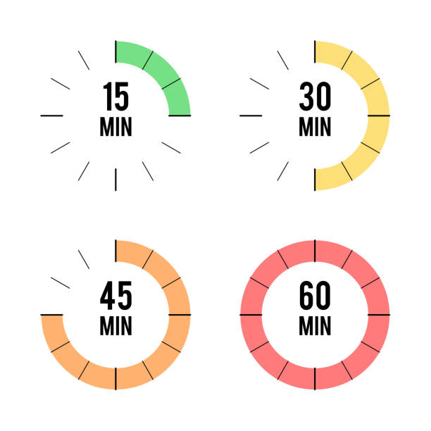 타이머 아이콘 세트 - clock face symbol computer icon gauge stock illustrations