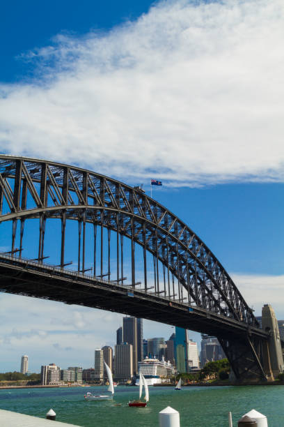 sydney harbour bridge - sydney harbor bridge sydney opera house vertical australia photos et images de collection