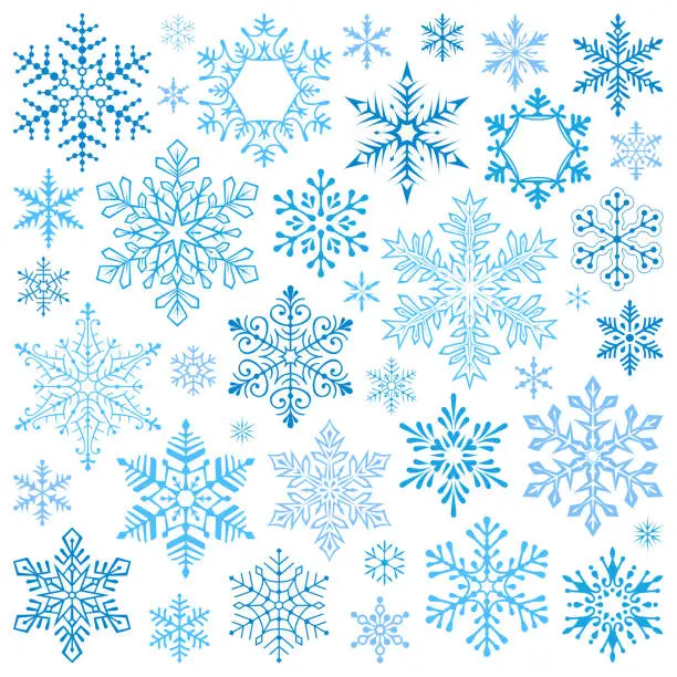 Vector illustration of Set of vector snowflakes