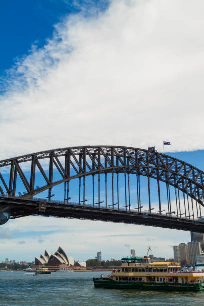 sydney harbour bridge - sydney harbor bridge sydney opera house vertical australia photos et images de collection