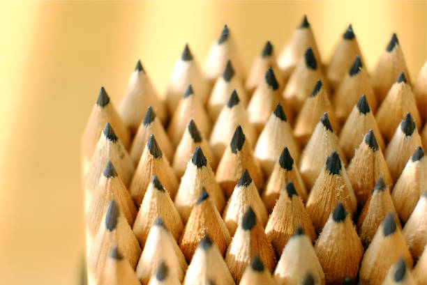 Pencils are sharpened, the contour of the lights from the window. The view from the top.