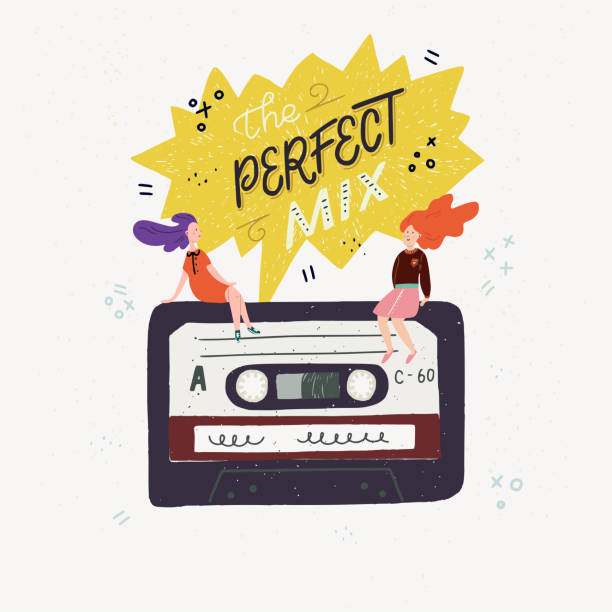 istock The Perfect Mix inscription and cassette tape illustration 1084545324