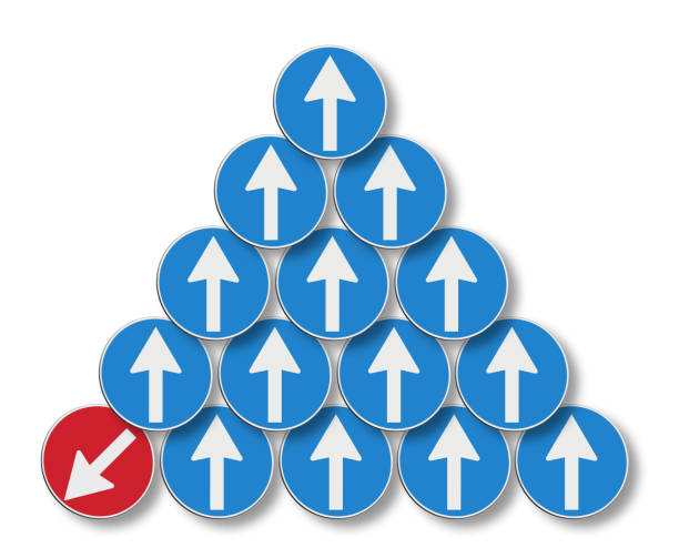 istock Countercurrent concept image. The red arrow goes against 1084547182
