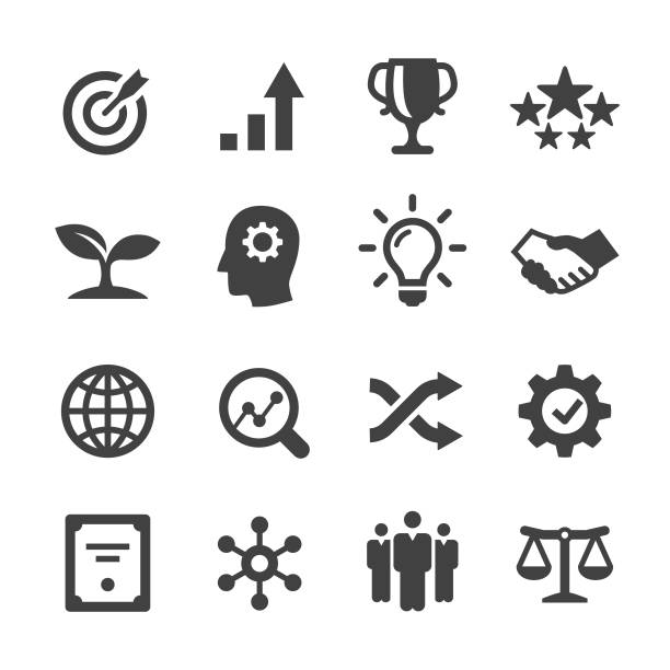 Core Values Icons Set - Acme Series Core Values, Business, benchmarking stock illustrations