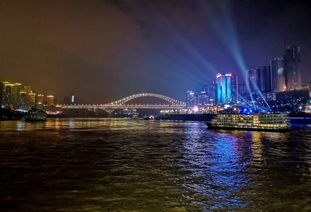 istock Chaotianmen Bridge by night in Chongqing, China 1084554432