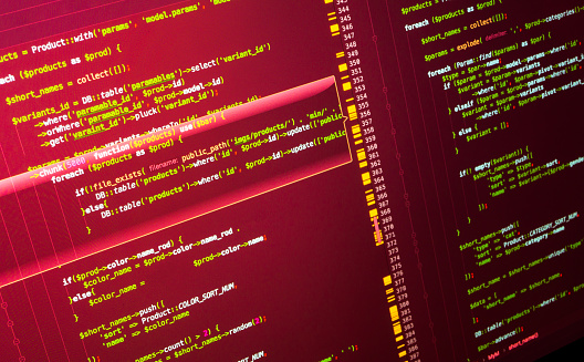 Code Computer Php Site Developing Php Code On The Computer Programming Concept Stock ...