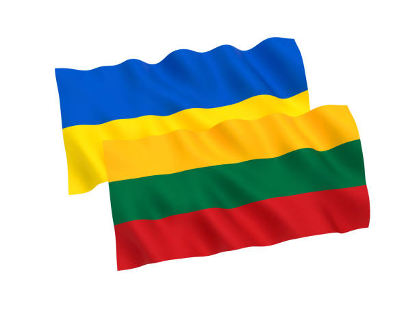 istock Flags of Ukraine and Lithuania on a white background 1084561350