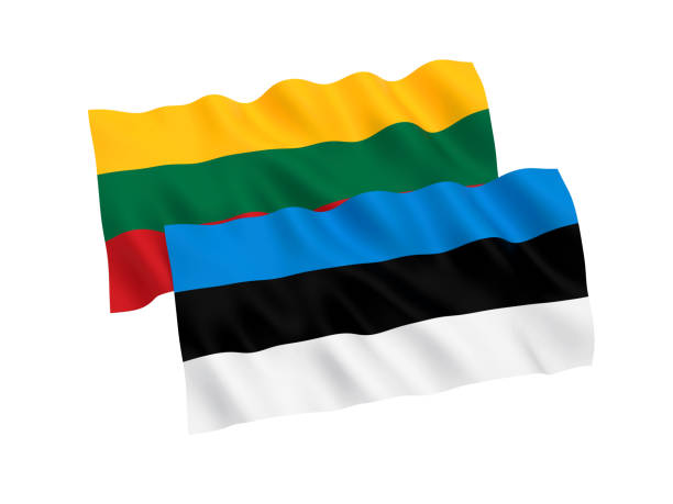 istock Flags of Estonia and Lithuania on a white background 1084561412