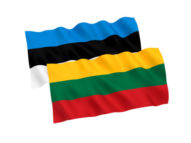 istock Flags of Estonia and Lithuania on a white background 1084561430