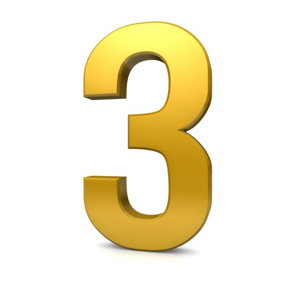 istock number 3 gold three dimensional 3d sign 1084563920