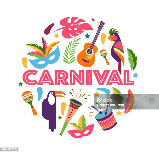 Brazilian Carnival Music Festival Masquerade Flyer Template Stock Illustration - Download Image Now