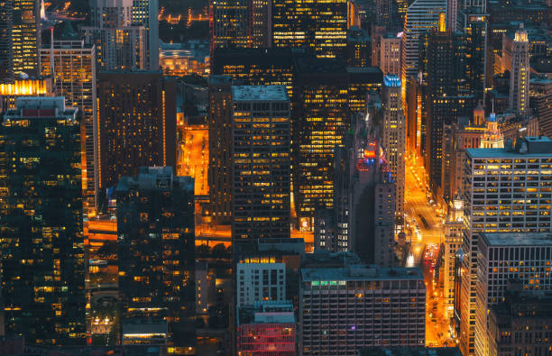 istock Chicago skyscrapers at night 1084586904
