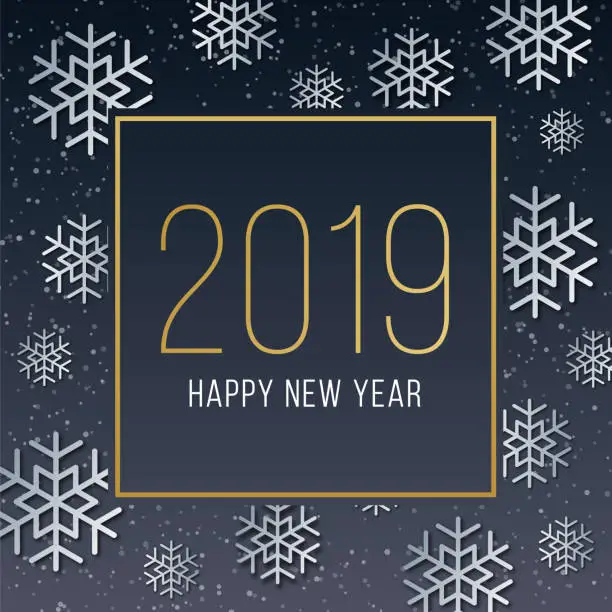 Vector illustration of New Year Greetings with Snowflake Pattern