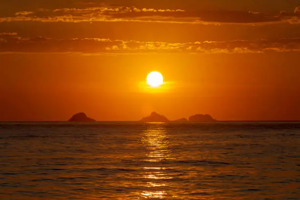 Beautiful sunset in Ipanema Beach, Rio de Janeiro, Brazil