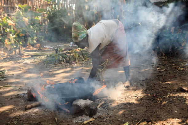 ari plemię kobieta gotowanie injera - africa african descent cooking african culture zdjęcia i obrazy z banku zdjęć