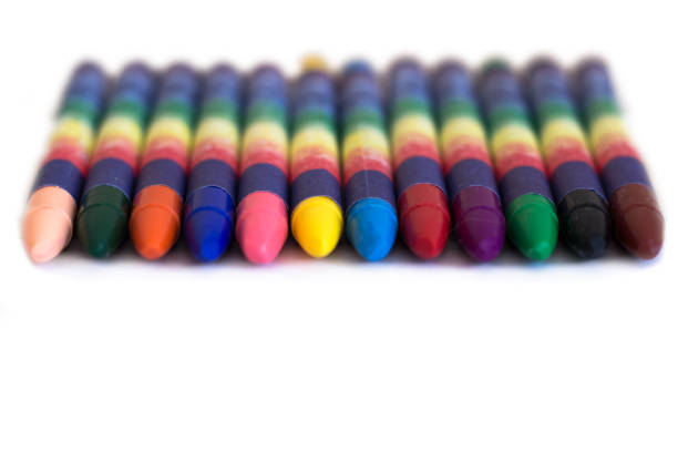 istock Colored wax pencils on a white background close-up 1084609834